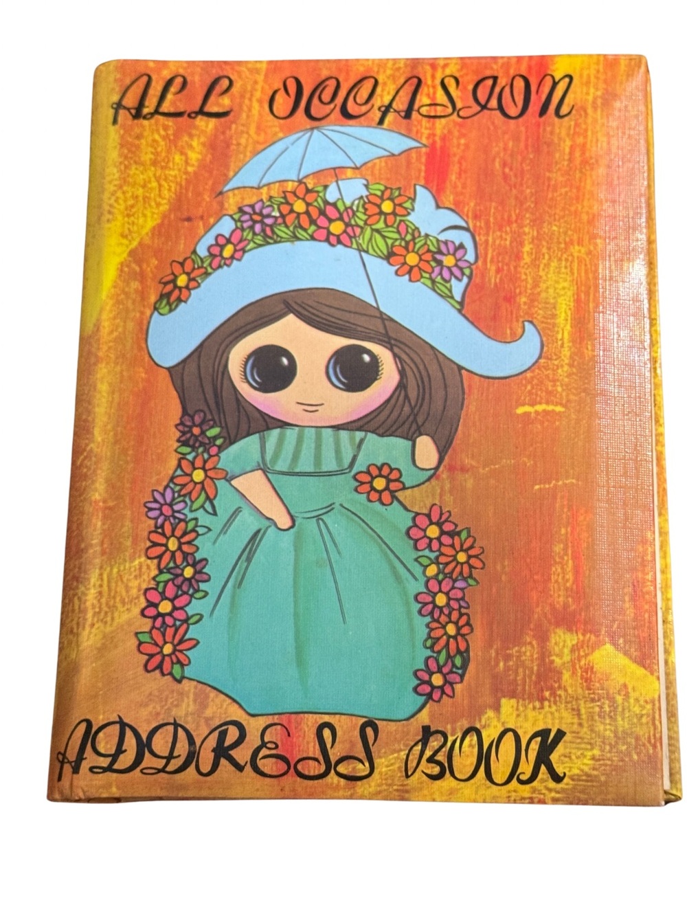 Vtg 1960’s All Occasion Address Book - Girl in Teal Dress - Never Used 6.5”x5”